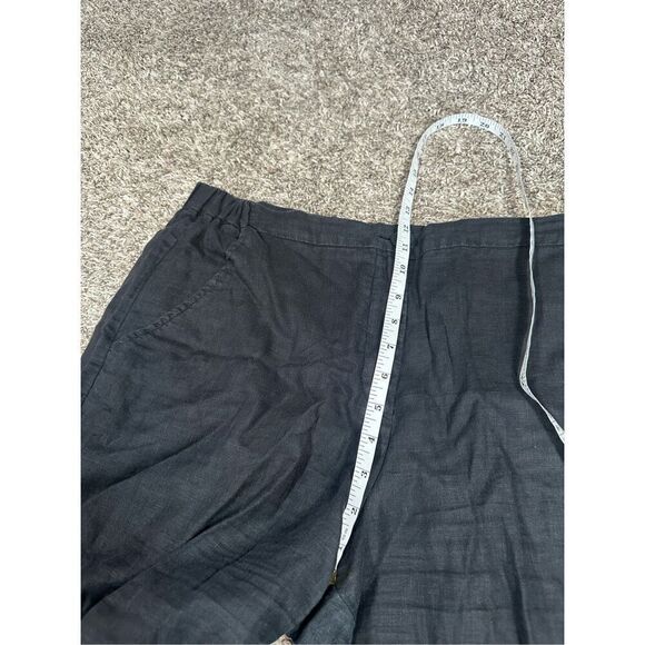 FLAX Linen Pants Black Women’s S Lagenlook Wide Tapered Leg Flowy Zip Button - Picture 6 of 14
